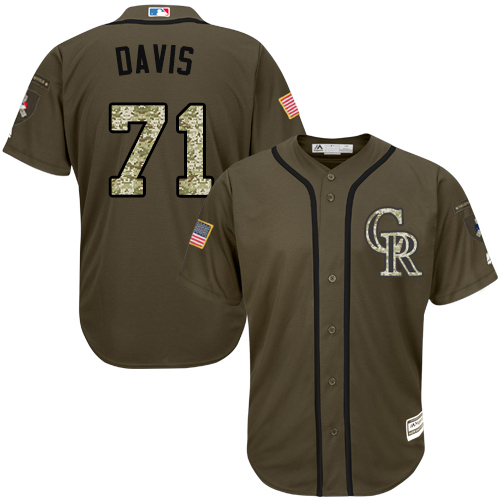 Rockies #71 Wade Davis Green Salute to Service Stitched MLB Jersey